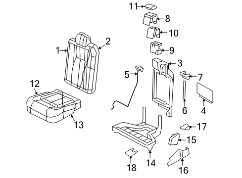 2008 Lincoln Navigator Rear Seat Components Side Cover Diagram for 2L1Z-78613A96-AA