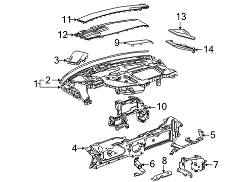 2020 Chevrolet Corvette Cluster & Switches, Instrument Panel Side Cover Clip Diagram for 11548035