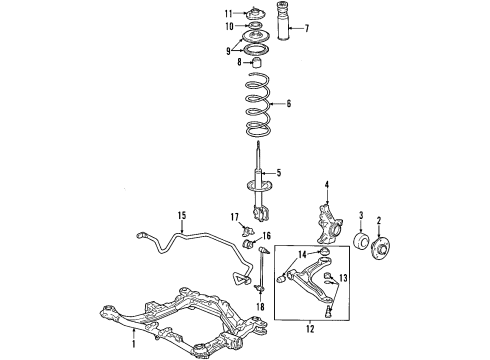 2003 Acura MDX Front Suspension Components, Lower Control Arm, Stabilizer Bar Strut Diagram for 51606-S3V-A07