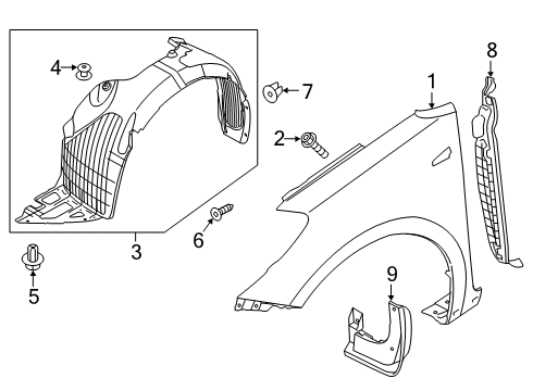 2017 Kia Forte Fender & Components, Exterior Trim Guard Assembly-Front Wheel Diagram for 86811B0000