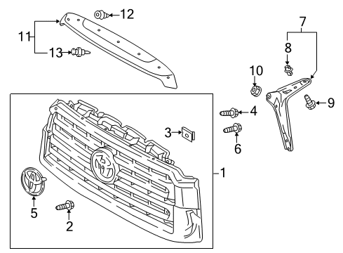 2021 Toyota Sequoia Grille & Components Molding Diagram for 53111-0C240-C0