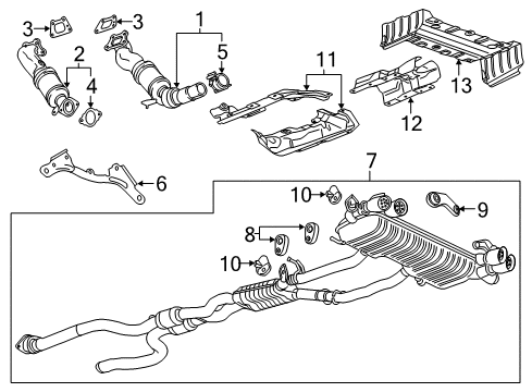 2018 Chevrolet Camaro Exhaust Components Muffler & Pipe Diagram for 84203357