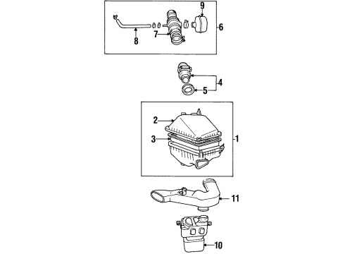 1995 Toyota Avalon Filters Hose, Air Cleaner Diagram for 17881-20070