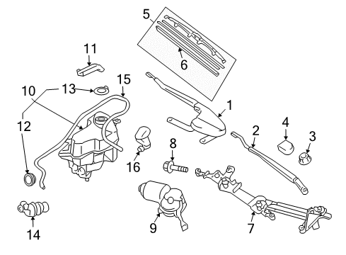 2009 Toyota Prius Wiper & Washer Components Wiper Arm Diagram for 85211-47050