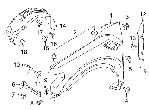 2020 Ford F-150 Fender & Components Upper Support Diagram for FL3Z-16152-A