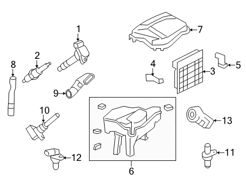 2016 Lexus LS600h Powertrain Control Ignition Coil Assembly Diagram for 90919-A2005