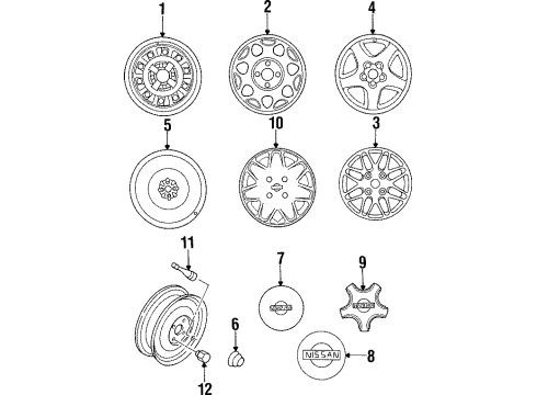 1995 Nissan 240SX Wheels Spare Tire Wheel Assembly Diagram for 40300-32P00