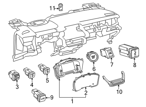 2022 Toyota Corolla Cross Cluster & Switches, Instrument Panel Heater Control Diagram for 55900-02D60-B0