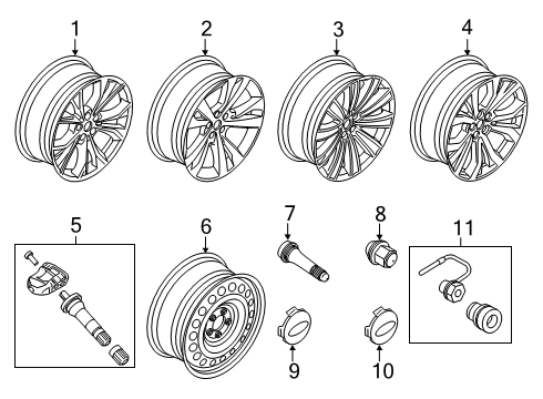 2021 Ford Explorer Wheels Center Cap Diagram for LB5Z-1130-B