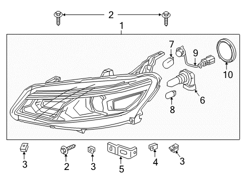2016 Chevrolet Malibu Headlamps Front Headlight Assembly Diagram for 84585119