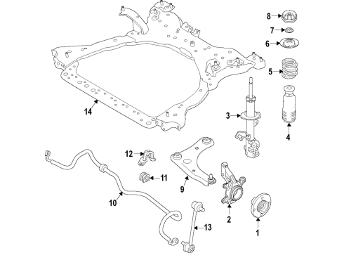 2020 Nissan Kicks Front Suspension Components, Lower Control Arm, Stabilizer Bar Stabilizer-Front Diagram for 54611-5RL0B