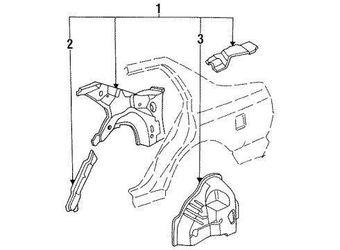 1996 Honda Accord Inner Structure - Quarter Panel Wheelhouse, L. RR. Diagram for 64730-SV4-V80ZZ