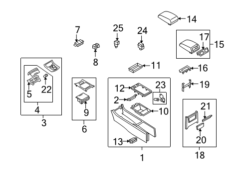 2009 Infiniti G37 Heated Seats Cup Holder Assembly Diagram for 68430-JL01A