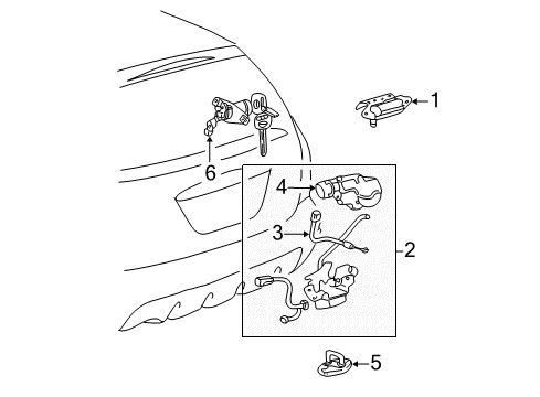 2008 Toyota Matrix Lift Gate Control Cable Diagram for 64680-01010