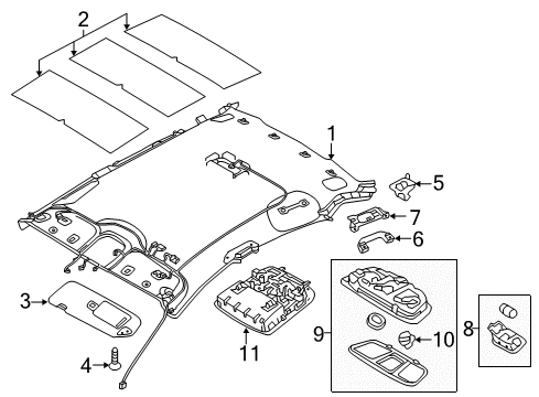 2013 Hyundai Azera Interior Trim - Roof Overhead Console Lamp Assembly Diagram for 92800-3V000-RA5