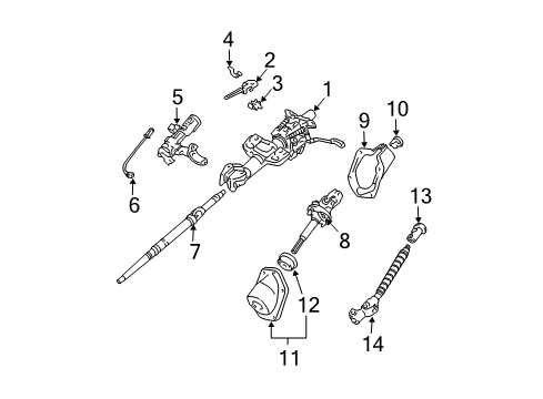 2009 Toyota 4Runner Steering Column & Wheel, Steering Gear & Linkage Upper Shaft Diagram for 45210-35250