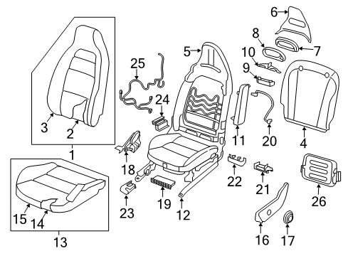 2017 Infiniti QX30 Driver Seat Components Seat Lumbar Switch Assembly Diagram for 87317-5DB0A