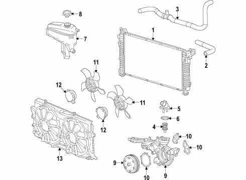 2020 Chevrolet Suburban Cooling System, Radiator, Water Pump, Cooling Fan Shroud-Engine Coolant Fan Rear Diagram for 23390829