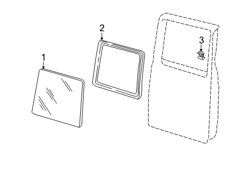 1986 Chevrolet Astro Back Door - Glass & Hardware Latch Asm-Rear Door Window *Black Diagram for 15648373