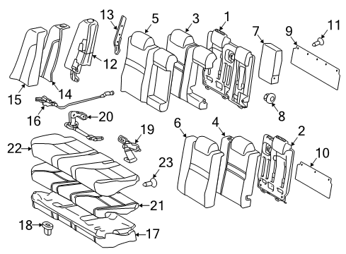 2016 Toyota Camry Rear Seat Components Bolster Cover Diagram for 71089-06140-A1
