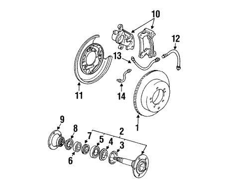 1991 Mitsubishi 3000GT Rear Brakes Nut Diagram for MB092179