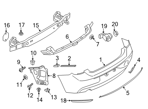 2015 BMW 228i xDrive Rear Bumper Guide, Centre Rear Diagram for 51127285532
