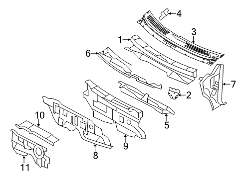 2014 Lincoln MKX Cowl Dash Panel Diagram for BT4Z-7801610-A