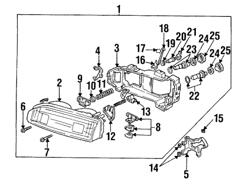 1987 Acura Legend Headlamps Holder Diagram for 33123-SG0-A01