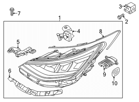 2020 Hyundai Sonata Headlamps Bracket-H/LAMP MTG SUPT, RH Diagram for 92154-L0100