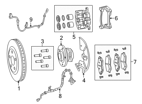 2021 Chrysler Pacifica Brake Components DISC BRAKE CALIPER Diagram for 68509080AA
