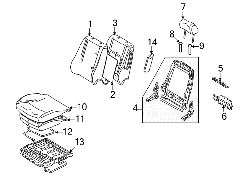 2009 Mercury Milan Front Seat Components Seat Back Heater Diagram for 9N7Z-14D696-C