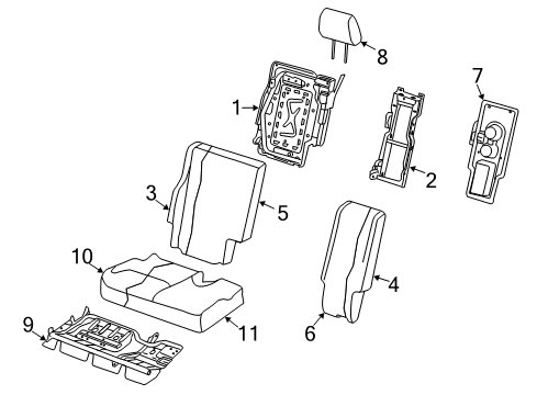 2009 Dodge Journey Rear Seat Components Seat Cushion Foam Diagram for 68042357AA