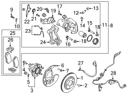 2019 Hyundai Veloster Brake Components Front Disc Brake Pad Kit Diagram for 58101-J3A10