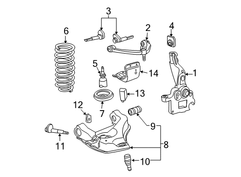 2011 Ford Ranger Front Suspension Components, Lower Control Arm, Upper Control Arm, Stabilizer Bar, Torsion Bar Coil Spring Diagram for 5L5Z-5310-MA