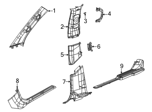 2022 Jeep Wagoneer Interior Trim - Pillars PANEL-B PILLAR Diagram for 6LF26SD4AA