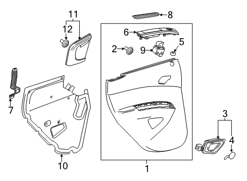 2013 Chevrolet Spark Rear Door Handle, Inside Diagram for 95233443