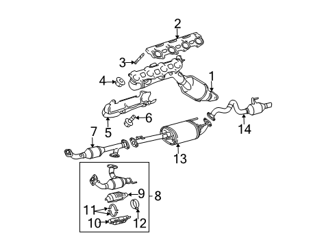 2006 Toyota 4Runner Exhaust Components Exhaust Manifold Stud Diagram for 90080-12008