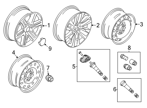 2020 Ford Expedition Wheels Wheel, Alloy Diagram for JL1Z-1007-E