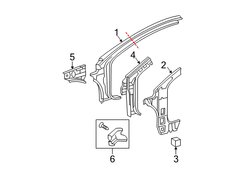 2008 Scion tC Hinge Pillar Hinge Pillar Diagram for 61131-21120