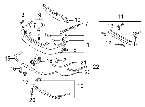2010 Hyundai Sonata Rear Bumper Retainer Diagram for 92351-37000