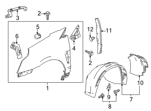 2011 Cadillac SRX Fender & Components Fender Rear Bracket Diagram for 20802742