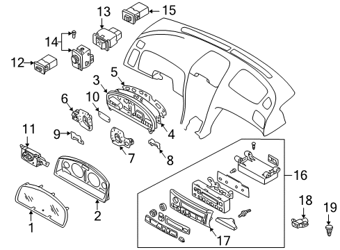 2000 Infiniti I30 Cluster & Switches Control Assembly Diagram for 27500-3Y102