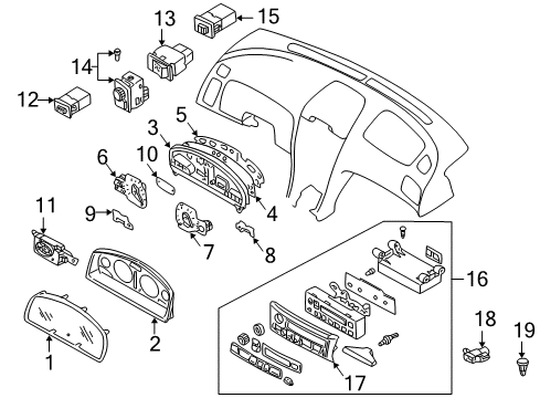 2000 Infiniti I30 Cluster & Switches TACHOMETER, Fuel & TEMPERATUREMETER Diagram for 24825-2Y500