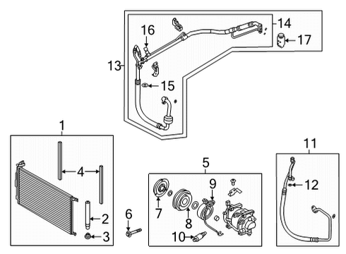 2021 Hyundai Elantra A/C Condenser, Compressor & Lines Coil-Field Diagram for 97641-AA100