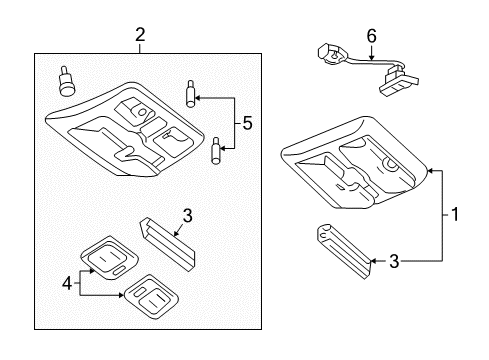 2006 Mercury Mariner Moonroof Overhead Console Diagram for 3L8Z-78519A70-EAA