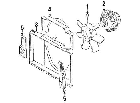 1994 Toyota Previa Cooling System, Radiator, Water Pump, Cooling Fan, Drive Shafts Shroud Sub-Assy, Fan Diagram for 16711-76100