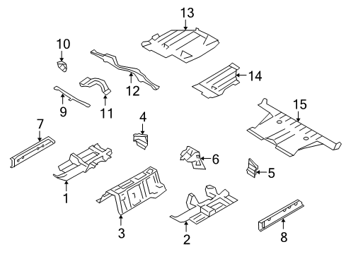 2009 Nissan GT-R Pillars, Rocker & Floor - Floor & Rails Stay Assembly-Tunnel Diagram for 74871-JF00B