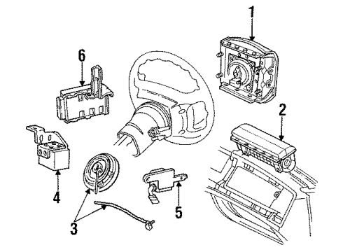 1996 Mercury Grand Marquis Air Bag Components Clock Spring Diagram for F5AZ-14A664-A