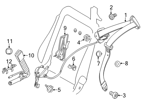2012 BMW 328i Seat Belt Supporting Plate Left Diagram for 52107065719