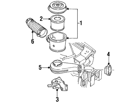 1993 Oldsmobile Cutlass Supreme Air Intake Duct Asm-Rear Air Diagram for 25099045